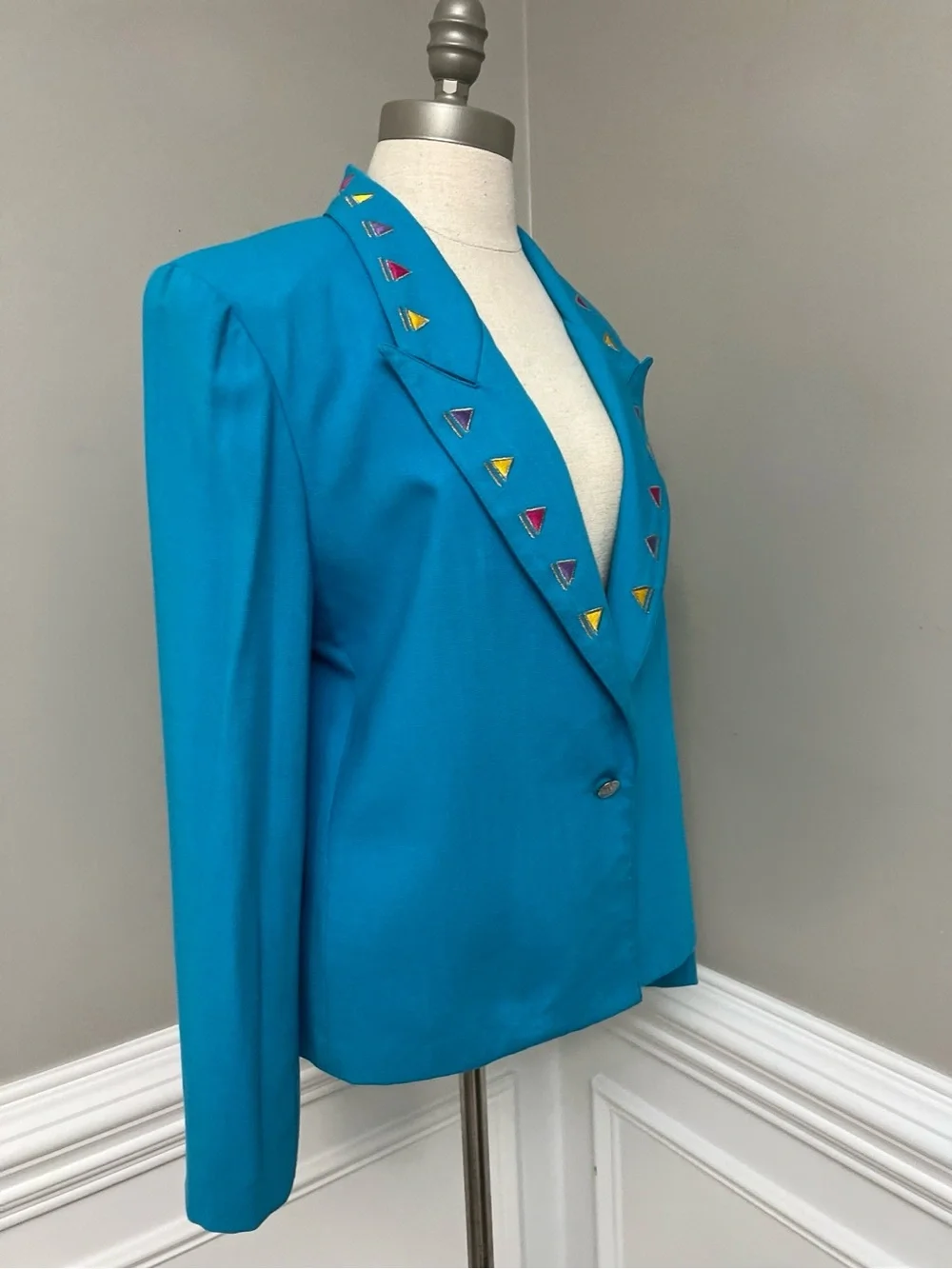 Vintage 80’s Women’s Turquoise Blazer by City Girl Los Angeles